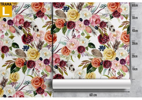 Wallpaper flowers nature composition 70s pattern. 2