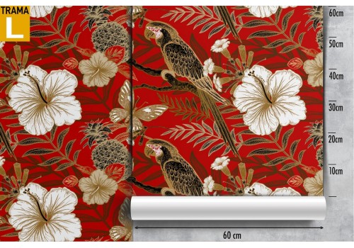 Wallpaper with flowers and parrots abstract nature pattern. 2