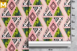 Modern Tropical Geometric Leaves Wallpaper