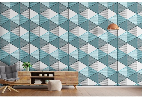 Geometric hexagon wallpaper decoration.