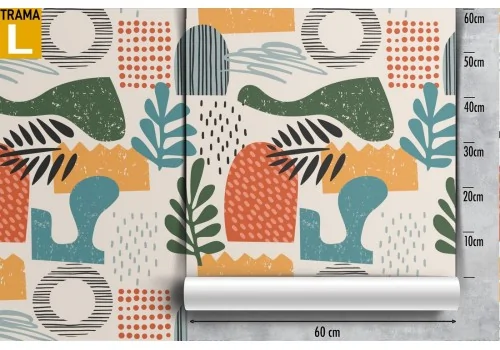 Abstract wallpaper decoration with 70s style leaves. 2