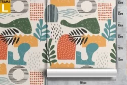 Abstract wallpaper decoration with 70s style leaves.