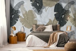 Carta da Parati foglie pattern natura astratta.