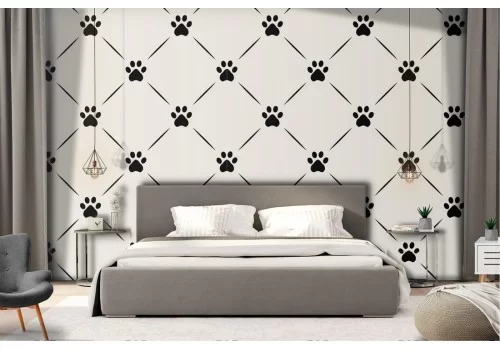 Carta da Parati pattern zampe cani stilizzate.
