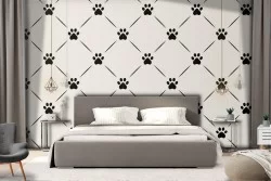 Wallpaper pattern stylized dog paws.