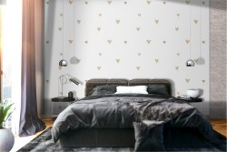 Gold hearts polka dot pattern wallpaper.