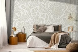 Wallpaper with abstract leaves nature 1950s pattern.