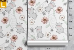 Carta da Parati animali e fiori decorazione bambini.