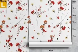Red and white flowers wallpaper floral pattern.