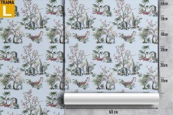 Tropical animals and plants wallpaper pattern.
