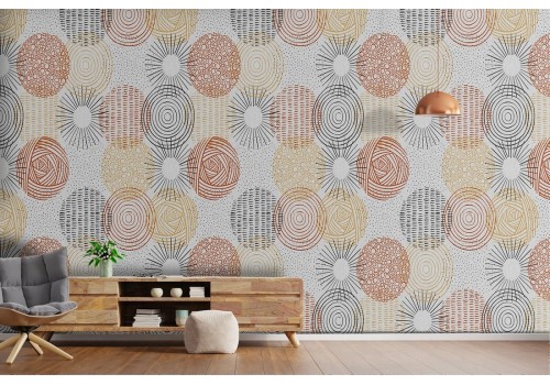 Wallpaper decoration with stylized polka dot pattern.