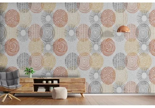 Wallpaper decoration with stylized polka dot pattern.