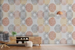 Wallpaper decoration with stylized polka dot pattern.