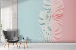 Carta da Parati moderna foglie tropicali astratte