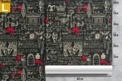 Carta da Parati scritte teatro opera horror pattern.