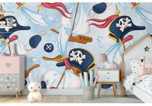 Carta da Parati decorazione pirati bambini.