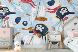 Pirate decoration wallpaper for children.