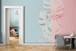 Modern Abstract Tropical Stylized Leaves Wallpaper