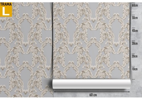 Wallpaper with vintage damask leaf decoration. 2
