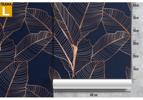 Wallpaper with stylized leaves in copper color pattern. 2