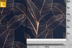 Wallpaper with stylized leaves in copper color pattern.