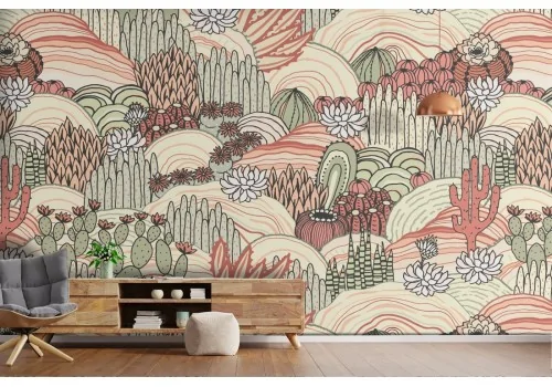 Cactus nature wallpaper with stylized decoration.