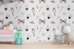 Carta da Parati accessori principessa pattern bambini.