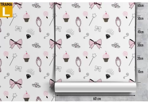 Carta da Parati accessori principessa pattern bambini. 2