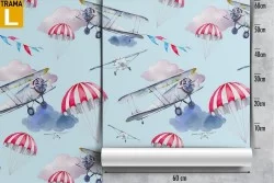 Carta da Parati aeroplani decorazione bambini.