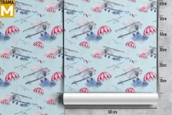 Carta da Parati Decorazioni e Pattern Razzi aerei mongolfiere
