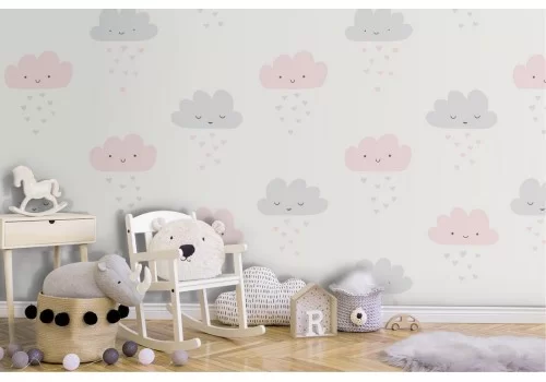 Carta da Parati nuvole pattern a pois bambini.