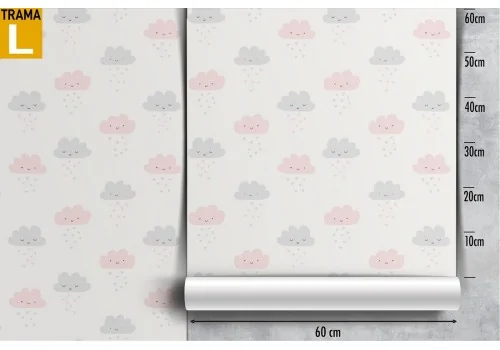 Children's polka dot cloud pattern wallpaper. 2