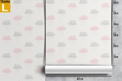 Children's polka dot cloud pattern wallpaper.