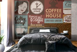 Carta da Parati scritte caffè pattern.