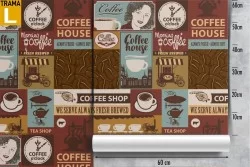Wallpaper coffee writings pattern.