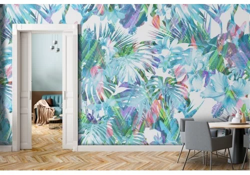 Carta da Parati foglie tropicali natura astratta moderna.