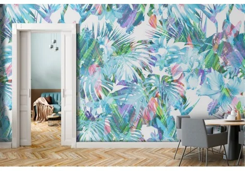 Tropical leaves nature abstract modern wallpaper.