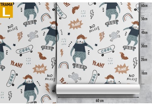 Animal skateboard pattern children's wallpaper. 2