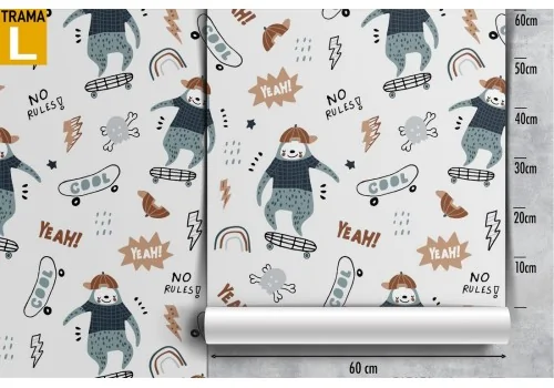 Animal skateboard pattern children's wallpaper. 2