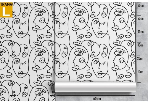 Wallpaper with stylized faces modern design pattern. 2