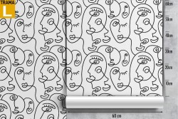 Carta da Parati volti stilizzati design moderno pattern.