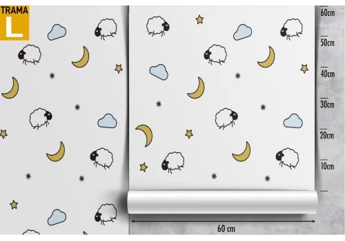 Carta da Parati animali e luna a pois decorazione bambini. 2