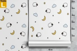 Animal and polka dot moon wallpaper children's decoration.