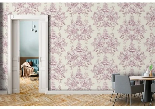 Vintage English damask wallpaper.