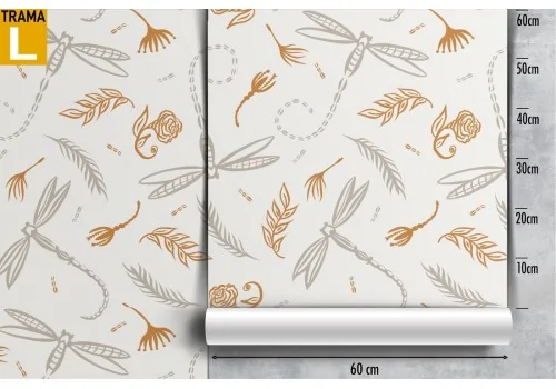 Carta da Parati foglie e fiori stilizzati pattern natura. 2