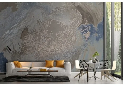 Wallpaper detail vintage plaster animals swans