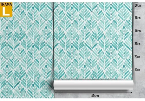 Wallpaper stylized leaves nature pattern aqua green. 2