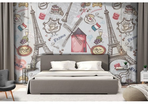 Paris wallpaper written pattern.