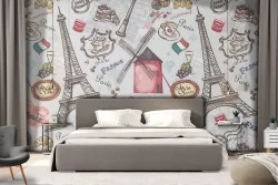 Carta da Parati Parigi scritte pattern.