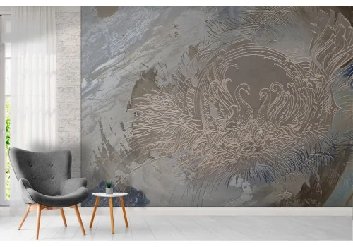 Wallpaper detail vintage plaster animals swans 2